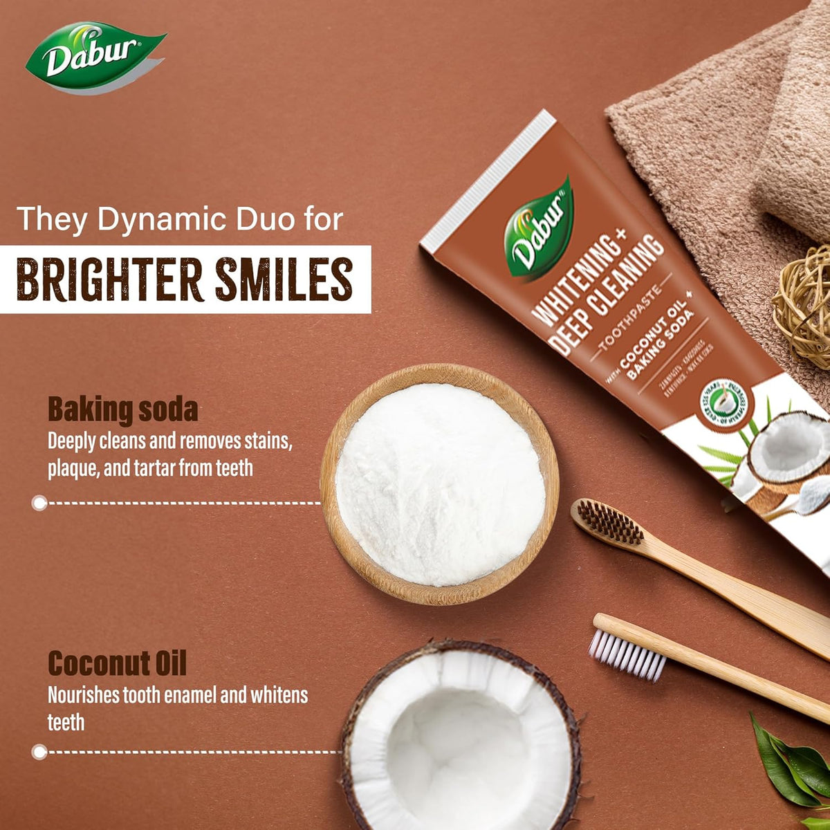 Dabur Whitening Deep Cleansing Coconut Oil And Baking Soda Toothpaste 100ml
