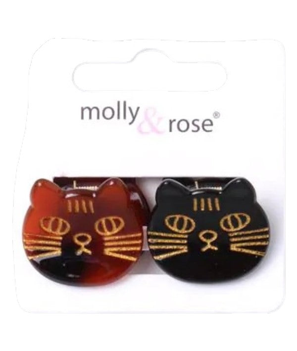 Molly And Rose Card Of 2 Cat Shaped Mini Clamps