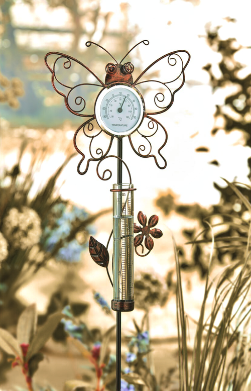 Butterfly Shaped Thermometer with Rain Gauge